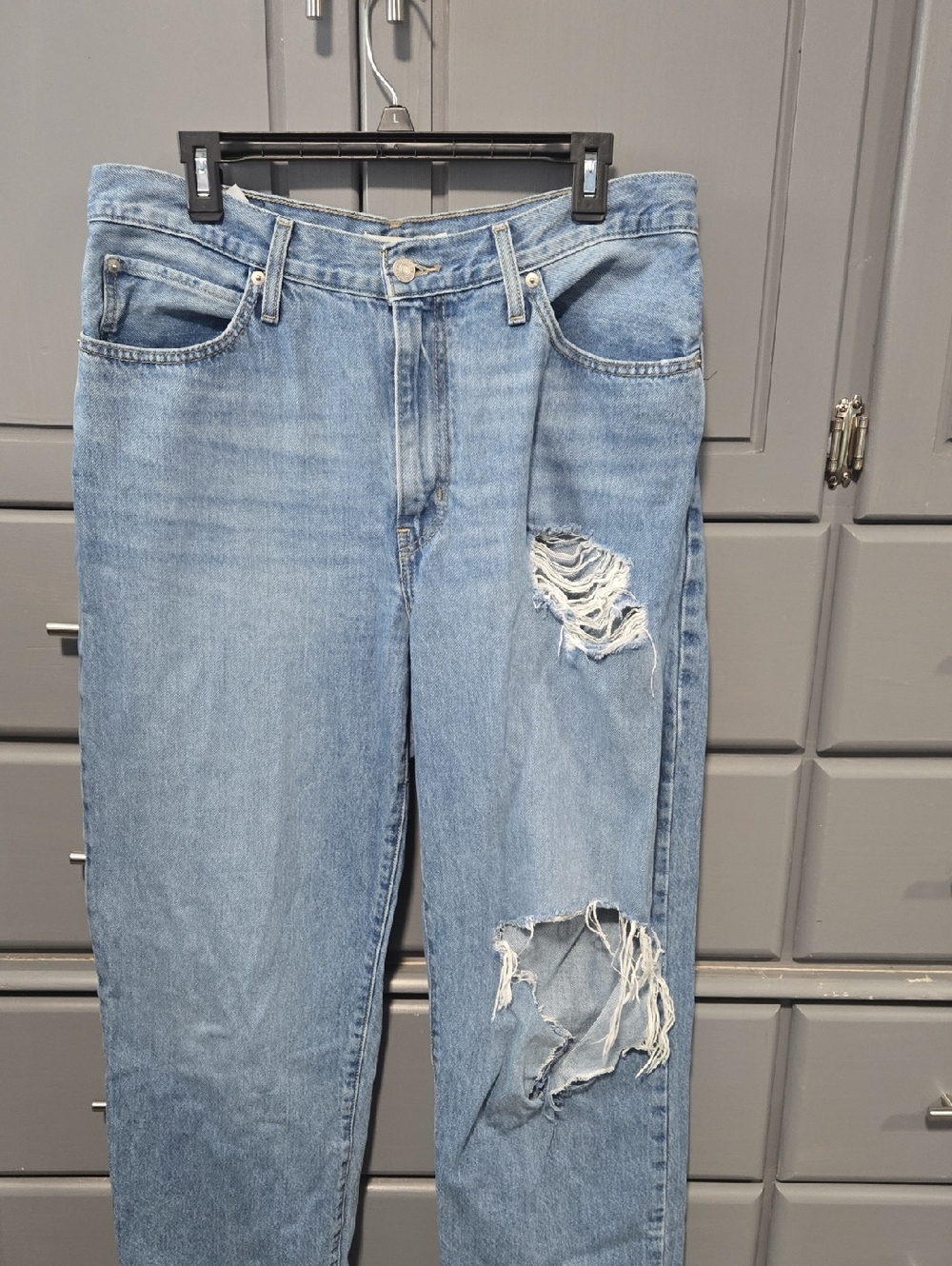 Signature by Levi Strauss Light Blue Distressed Wide Leg Jeans